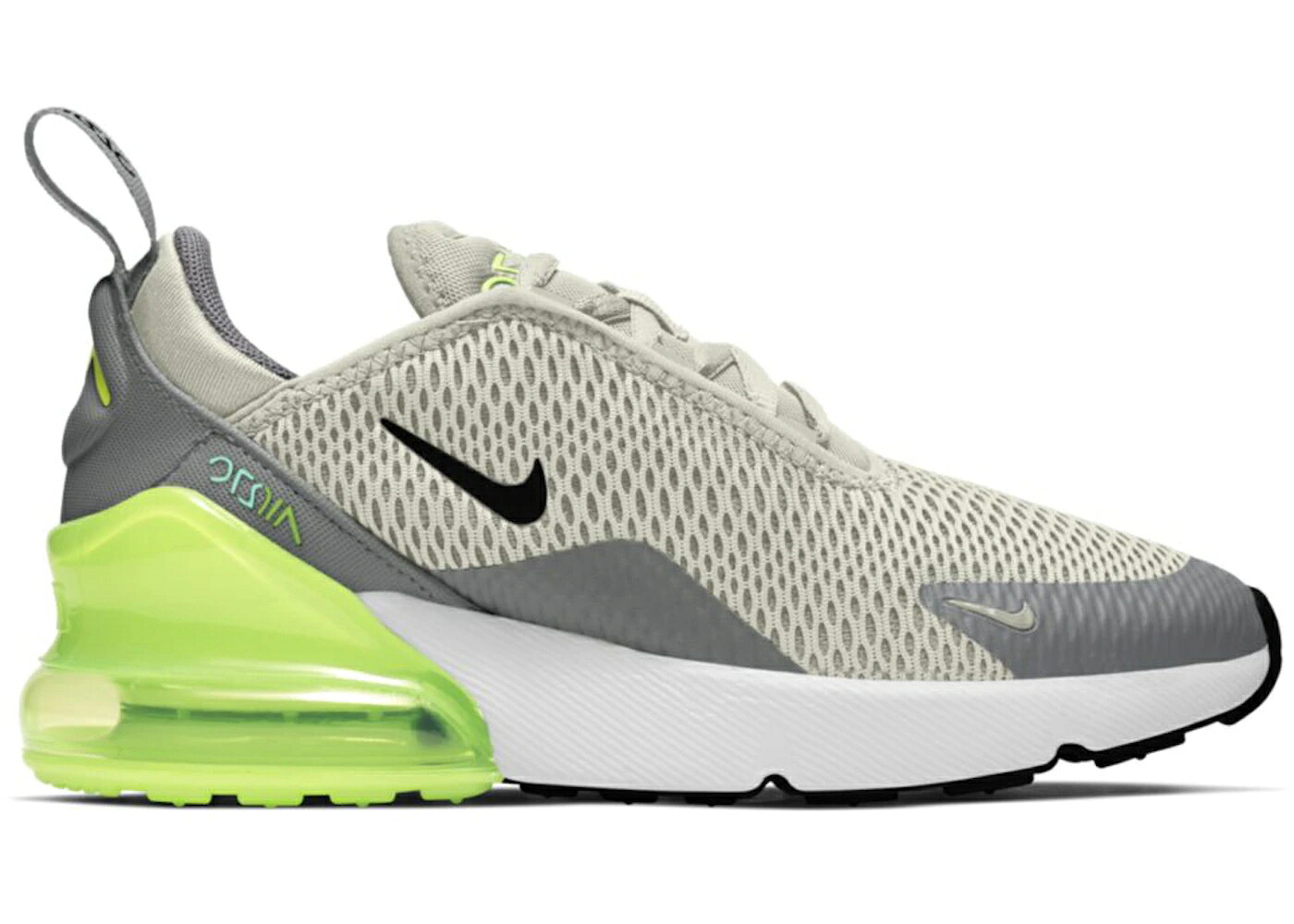 ナイキ マックス 灰色 グレー エアマックス ジュニア キッズ NIKE AIR MAX 270 LIGHT BONE VOLT (PS) / LIGHT BONE VOLT PARTICLE GREY ベビー マタニティ スニーカー｜スニケス