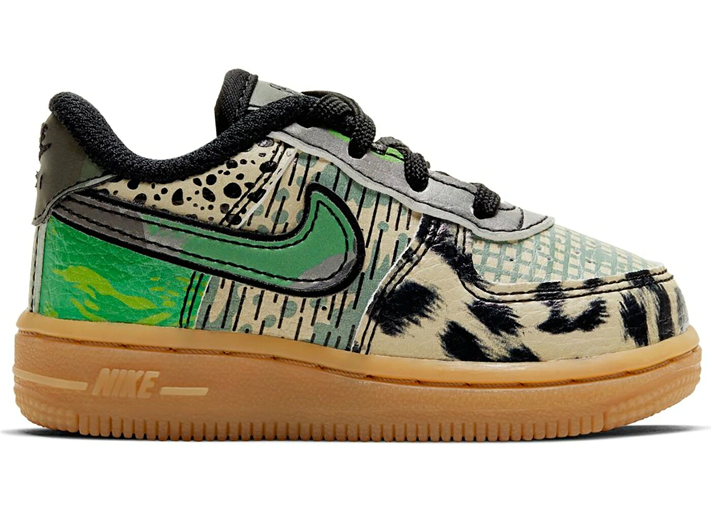 ナイキ シティ 緑 緑であること 黒いこと 黒いこと 空軍 もの言う花 NIKE AIR FORCE 1 LOW CITY OF DREAMS GREEN (TD) / BLACK BLACK GREEN SPARK GUM