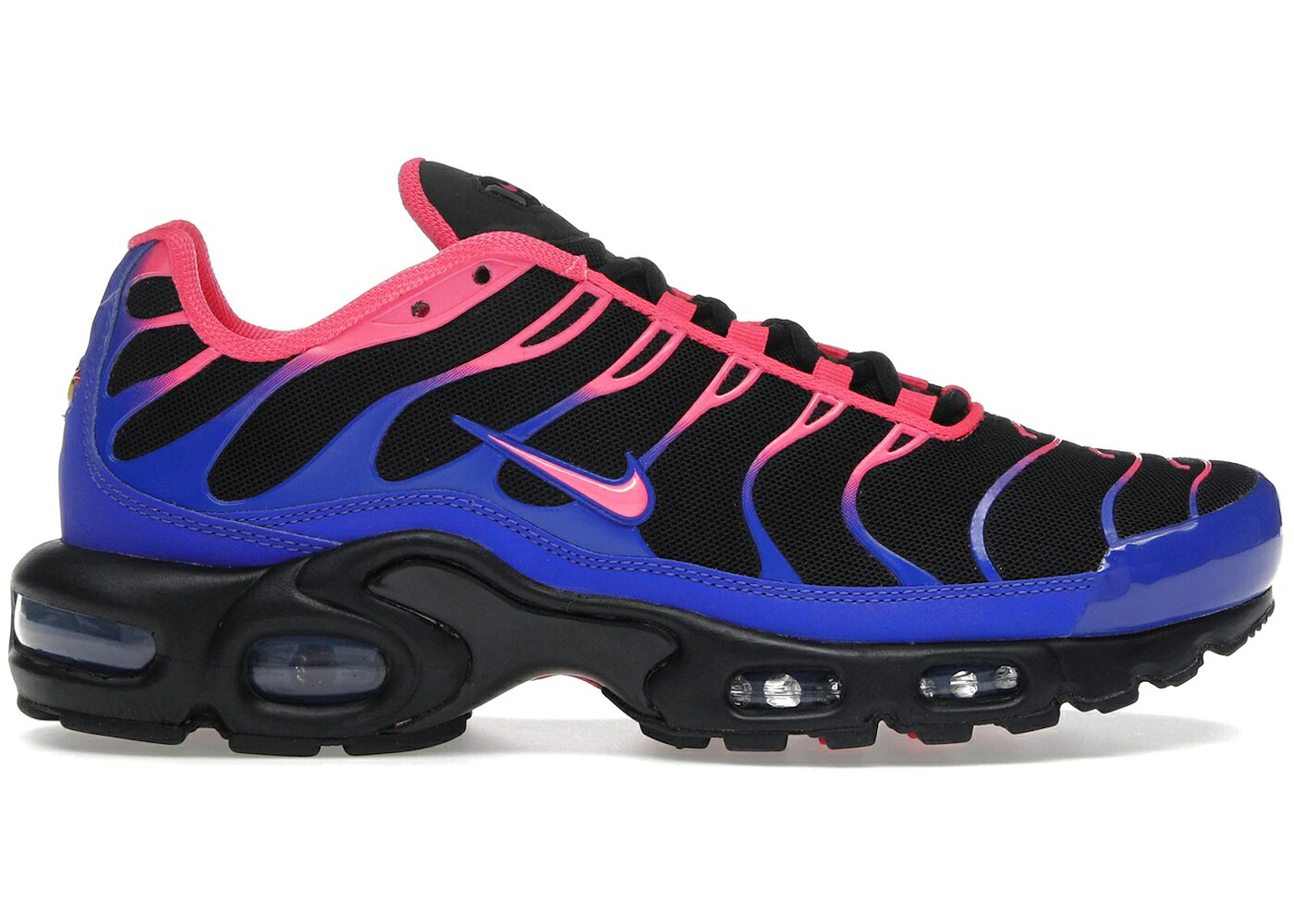 ナイキ マックス 黒色 ブラック 青色 ブルー ピンク 赤 レッド エアマックスプラス WOMEN'S スニーカー レディース NIKE AIR MAX PLUS BLACK RACER BLUE HYPER PINK (WOMEN'S) / BLACK RACER BLUE SALSA RED HYPER