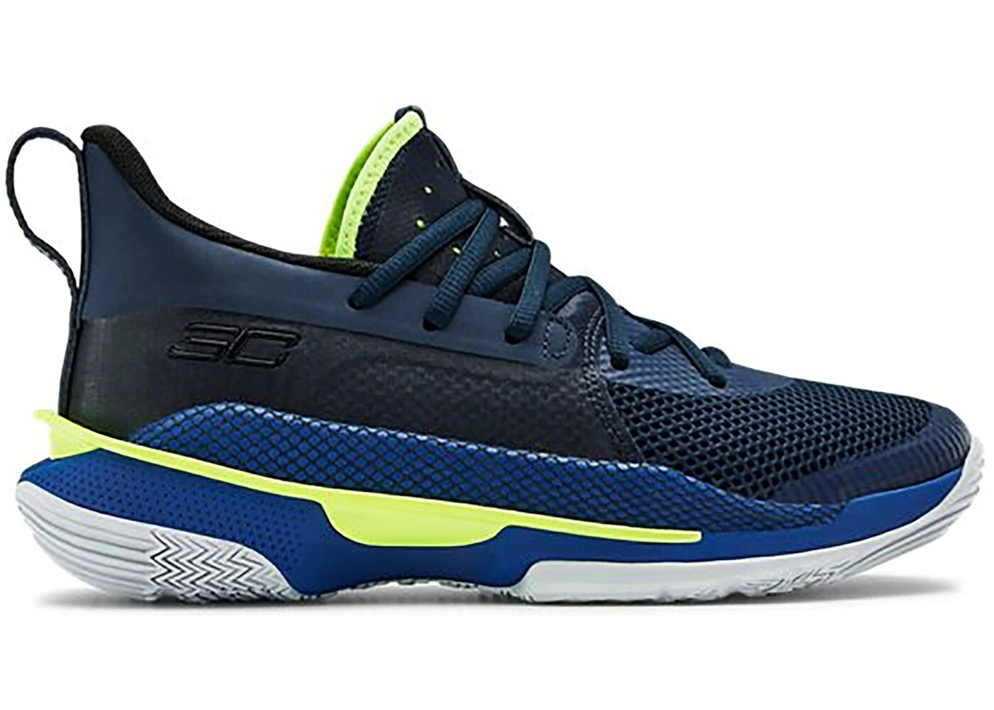 カリー アカデミー 黄色 イエロー アンダーアーマー ジュニア キッズ UNDER ARMOUR UNDER ARMOUR CURRY 7 DUB NATION (GS) / ROYAL ACADEMY HI VIS YELLOW ベビー マタニティ スニーカー｜スニケス