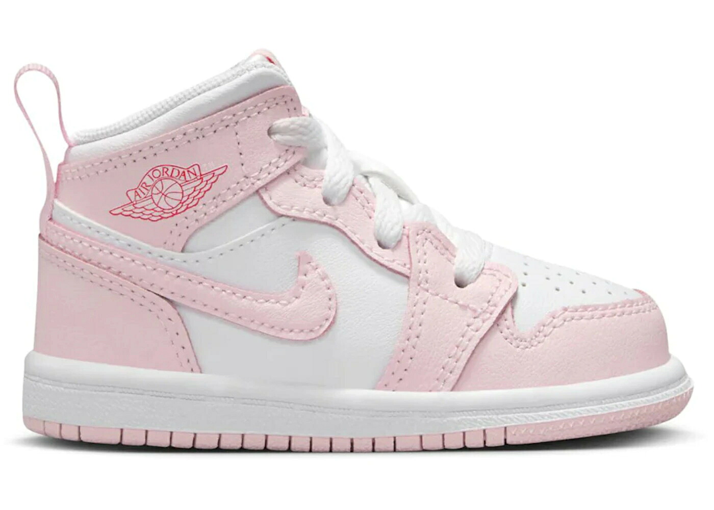 ナイキ ジョーダン ミッド ピンク ファイア 赤 レッド 白色 ホワイト ジュニア キッズ JORDAN 1 MID PINK FOAM FIRE RED (TD) / PINK FOAM FIRE RED WHITE