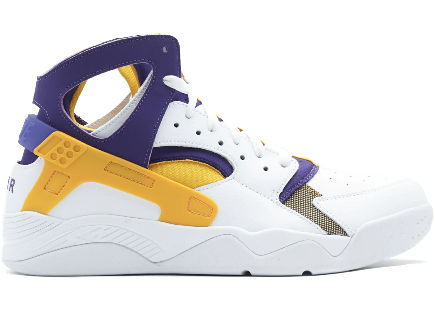 ナイキ 飛行 ハラチ レイカーズ 白いこと 白いこと ゴールド 厚地の外套 スニーカー メンズ NIKE AIR FLIGHT HUARACHE LAKERS / WHITE UNIVERSITY GOLD COURT
