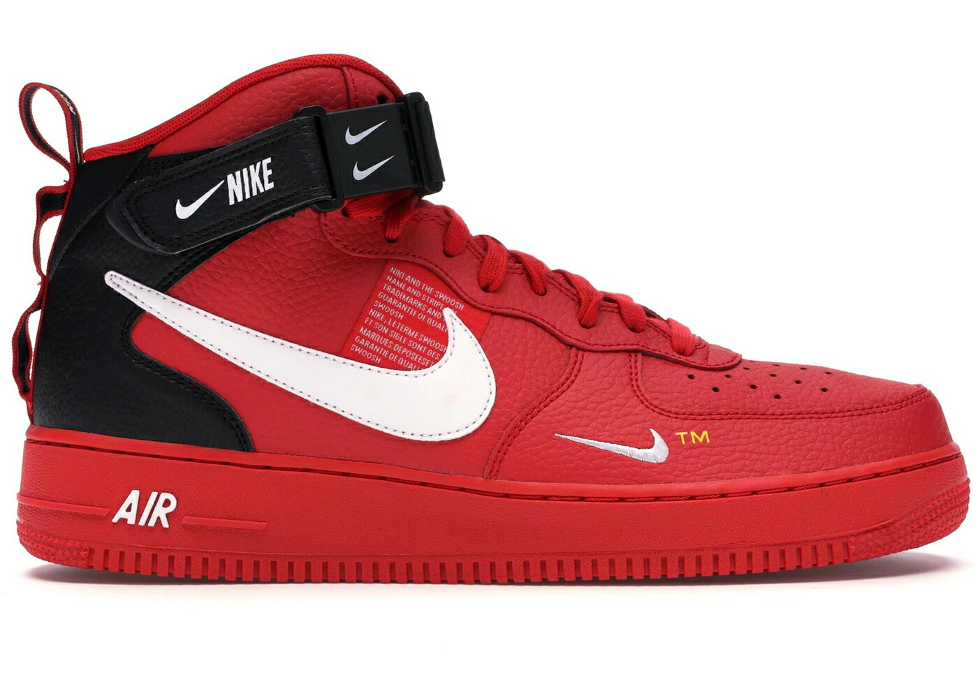 ナイキ ミッド 赤 レッド 白色 ホワイト 黒色 ブラック エアフォース スニーカー メンズ NIKE AIR FORCE 1 MID UTILITY UNIVERSITY RED / UNIVERSITY RED WHITE BLACK TOUR