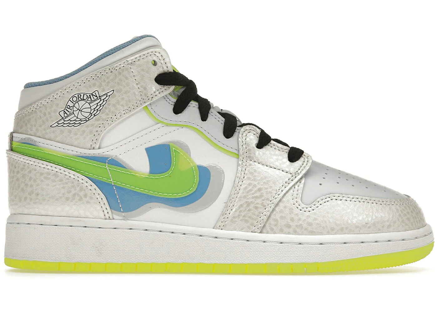 ナイキ ジョーダン ミッド スウッシュ スウォッシュ プラチナム 青味 青み 御坊っちゃん キッズ JORDAN 1 MID SE WARPED SWOOSH (GS) / PLATINUM TINT BLUE TINT もの言う花 マタニティ スニーカー