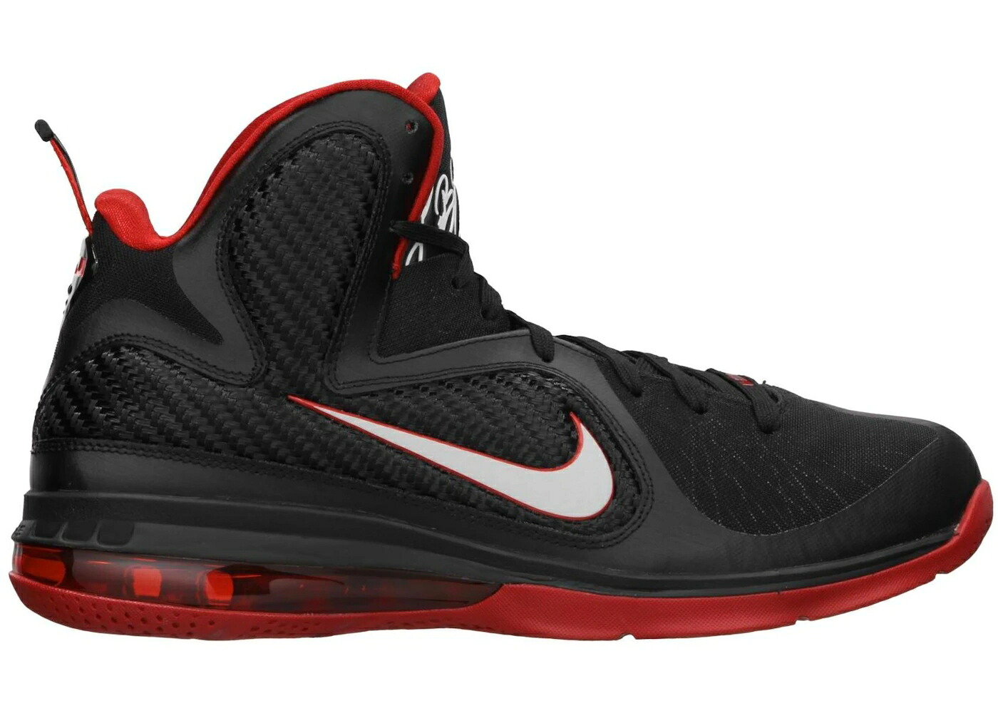 ナイキ レブロン マイアミ ヒート 黒色 ブラック 白色 ホワイト 赤 レッド スニーカー メンズ NIKE LEBRON 9 MIAMI HEAT AWAY / BLACK WHITE RED｜スニケス