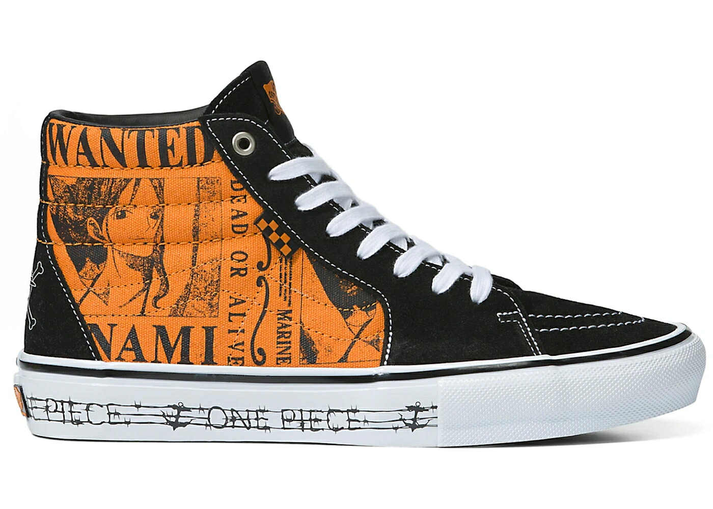 ヴァンズ バンズ スケート スケートハイ ナミ 橙 オレンジ 黒色 ブラック 白色 ホワイト スニーカー メンズ VANS SKATE SK8-HI ONE PIECE NAMI / ORANGE BLACK WHITE｜スニケス