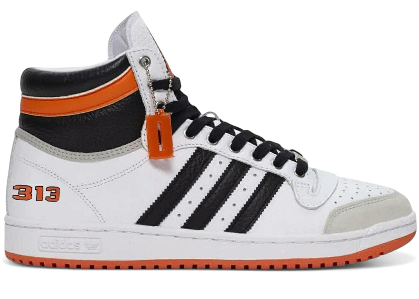 アディダス 白色 ホワイト 黒色 ブラック 橙 オレンジ トップテン スニーカー メンズ ADIDAS TOP TEN HI OG 313 DAY SNIPES EXCLUSIVE / WHITE BLACK ORANGE|スニケス