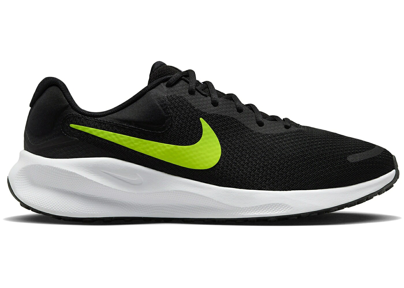 ナイキ レボリューション 黒色 ブラック 白色 ホワイト スニーカー メンズ NIKE REVOLUTION 7 BLACK WHITE VOLT / BLACK WHITE VOLT|スニケス