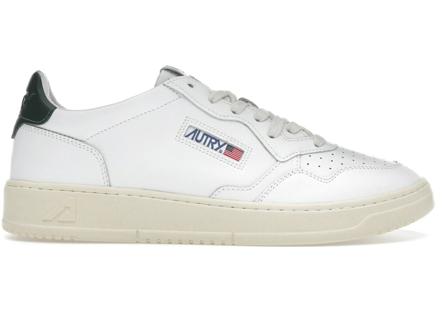レザー 白色 ホワイト 緑 グリーン クリーム スニーカー メンズ AUTRY MEDALIST LEATHER LOW WHITE DARK GREEN / WHITE DARK GREEN CREAM