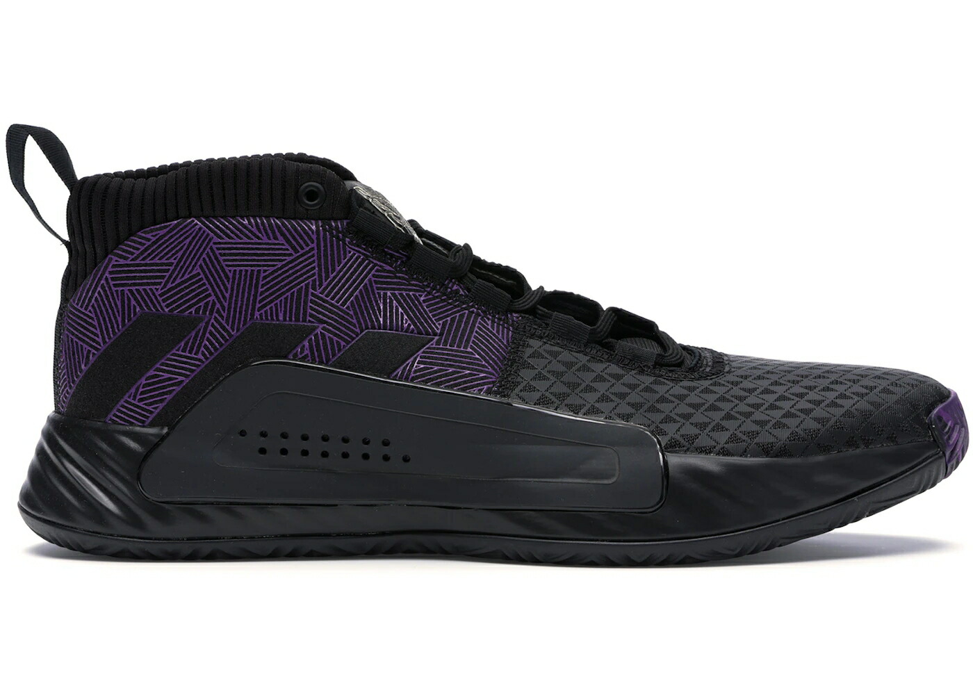 アディダス 黒色 ブラック コア 紫 パープル 銀色 シルバー スニーカー メンズ ADIDAS DAME 5 MARVEL BLACK PANTHER / CORE BLACK ACTIVE PURPLE SILVER