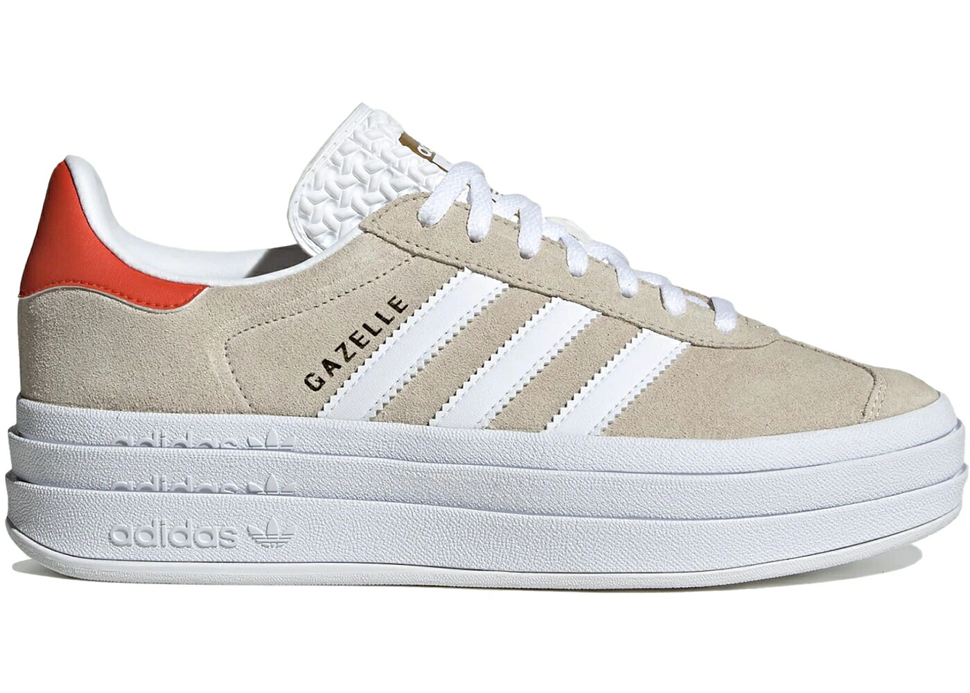 アディダス ガゼル ベージュ 橙 オレンジ 白色 ホワイト スニーカー レディース  GAZELLE BOLD WONDER BEIGE COLLEGIATE ORANGE (WOMENS) / WONDER BEIGE CLOUD WHITE