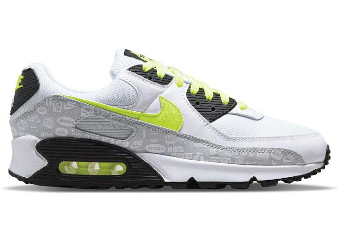 ナイキ マックス 白色 ホワイト 黒色 ブラック ピュア プラチナム エアマックス スニーカー メンズ NIKE AIR MAX 90 REFLECTIVE MOSAIC OF LOGOS / WHITE VOLT BLACK PURE PLATINUM