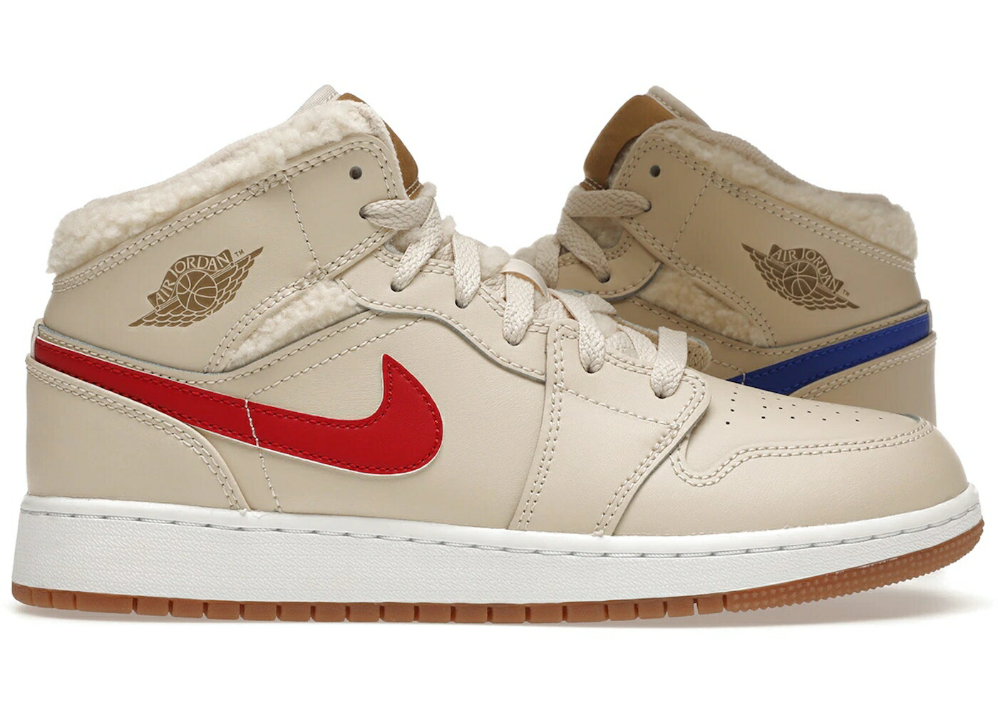 ナイキ ジョーダン ミッド フリース パール 白色 ホワイト ピンク ジュニア キッズ JORDAN 1 MID UTILITY FLEECE PEARL WHITE (GS) / PEARL WHITE DARK DRIFTWOOD PINK ベビー マタニティ スニーカー