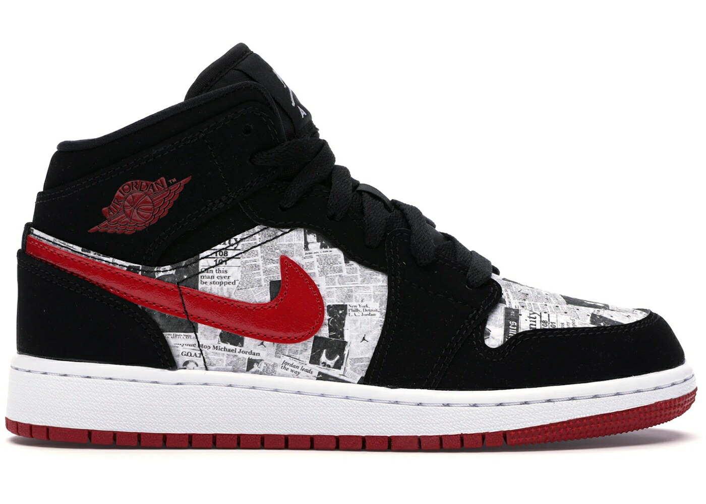 ナイキ ジョーダン ミッド 黒いこと 黒いこと 赤 赤いこと 白いこと 白いこと お坊っちゃん キッズ JORDAN 1 MID NEWSPAPER AIR TIMES (GS) / BLACK GYM RED WHITE もの言う花 マタニティ スニーカー