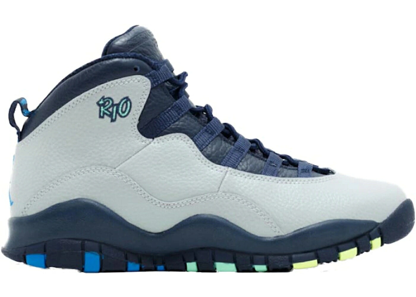 ナイキ ジョーダン リオ 灰色 グレー ジュニア キッズ JORDAN 10 RETRO RIO (GS) / WOLF GREY PHT BL OBSDN GRN GLW ベビー マタニティ スニーカー｜スニケス