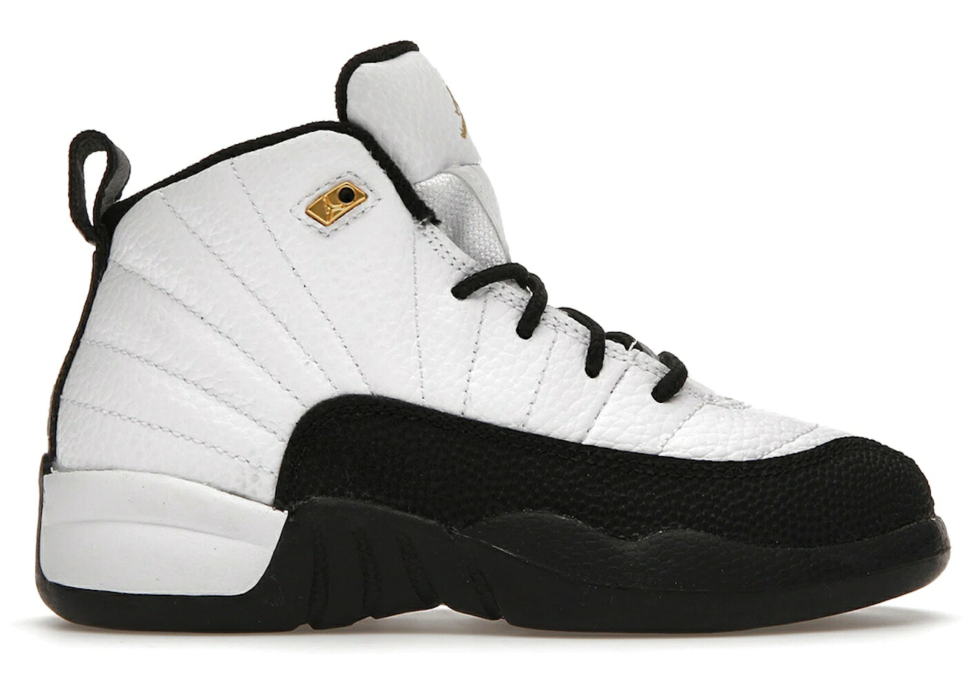 ナイキ ジョーダン 白色 ホワイト 黒色 ブラック ゴールド ジュニア キッズ JORDAN 12 RETRO ROYALTY TAXI (PS) / WHITE BLACK METALLIC GOLD ベビー マタニティ スニーカー｜スニケス