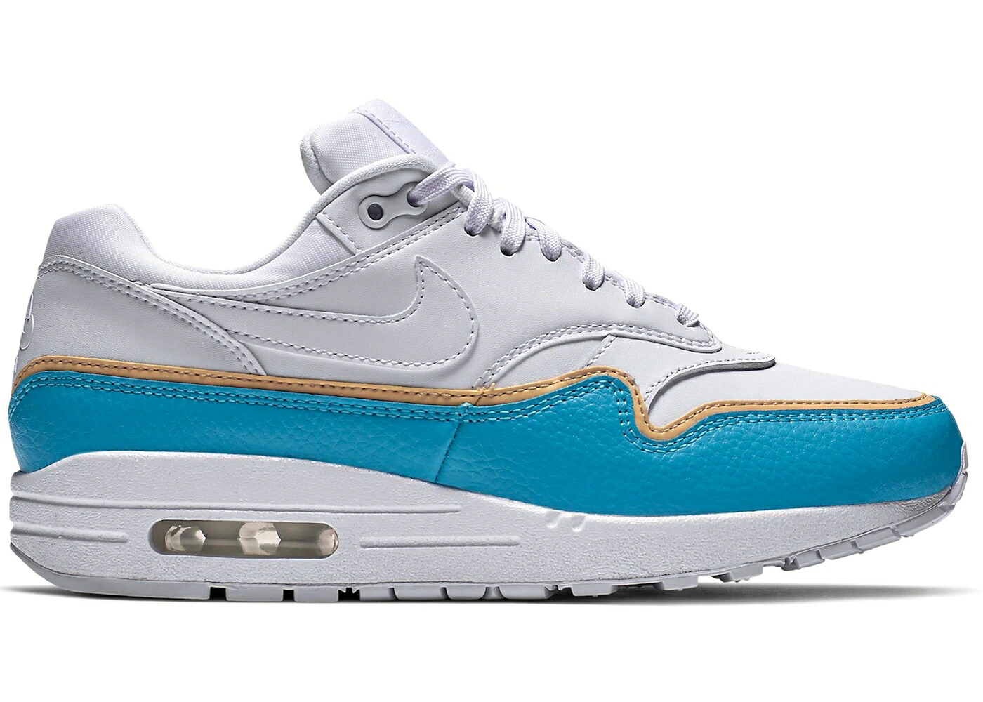ナイキ マックス 白色 ホワイト 青色 ブルー エアマックス WOMEN'S スニーカー レディース NIKE AIR MAX 1 LINER WHITE BLUE (WOMEN'S) / WHITE BLUE TAN｜スニケス