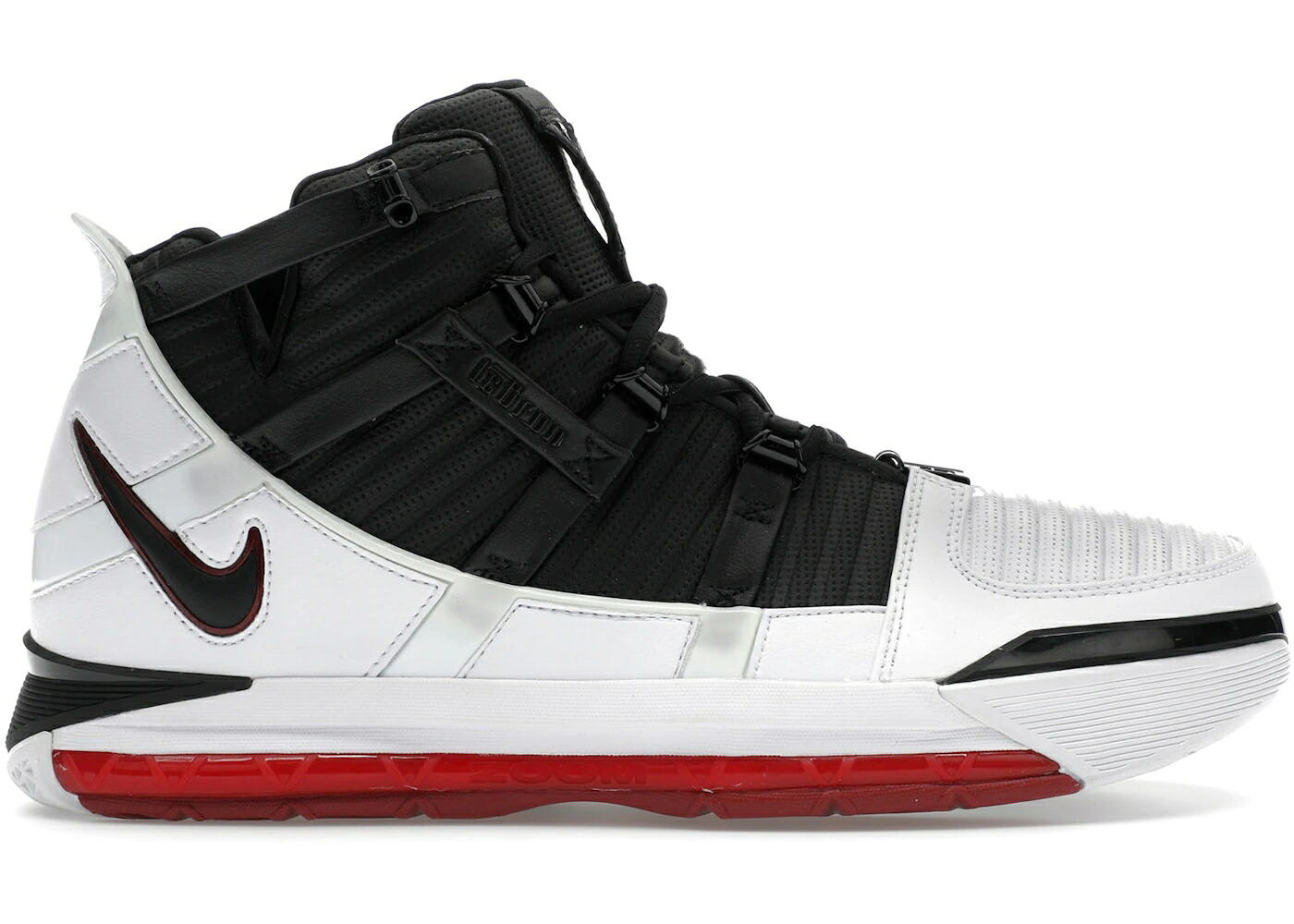 ナイキ レブロン 白色 ホワイト 黒色 ブラック クリムゾン スニーカー メンズ NIKE LEBRON 3 HOME (2019) / WHITE BLACK VARSITY CRIMSON