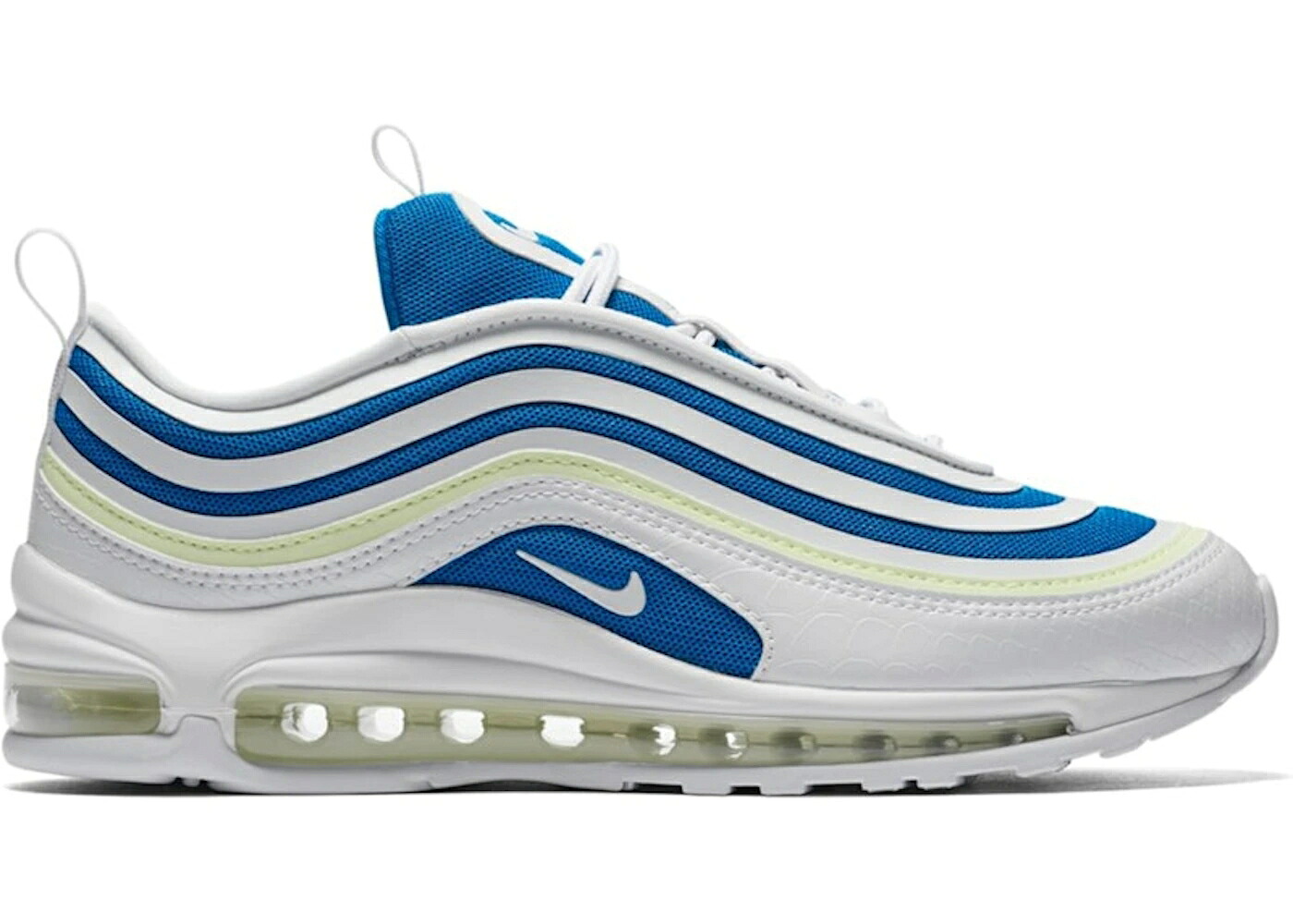 ナイキ マックス ウルトラ 白色 ホワイト 青色 ブルー エアマックス WOMEN'S スニーカー レディース NIKE AIR MAX 97 ULTRA SPRITE (WOMEN'S) / WHITE BLUE NEBULA VOLT｜スニケス