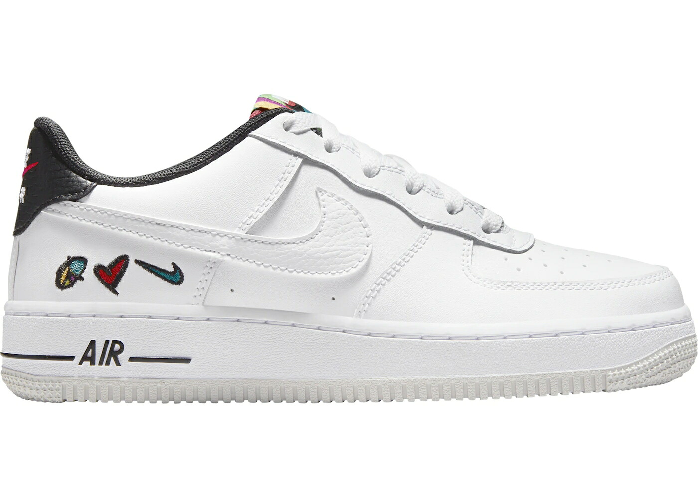ナイキ スウッシュ スウォッシュ 白色 ホワイト 赤 レッド エアフォース '07 ジュニア キッズ NIKE AIR FORCE 1 LOW LV8 3 PEACE, LOVE, SWOOSH (GS) / WHITE UNIVERSITY RED UNIVERSITY ベビー マタニティ スニー