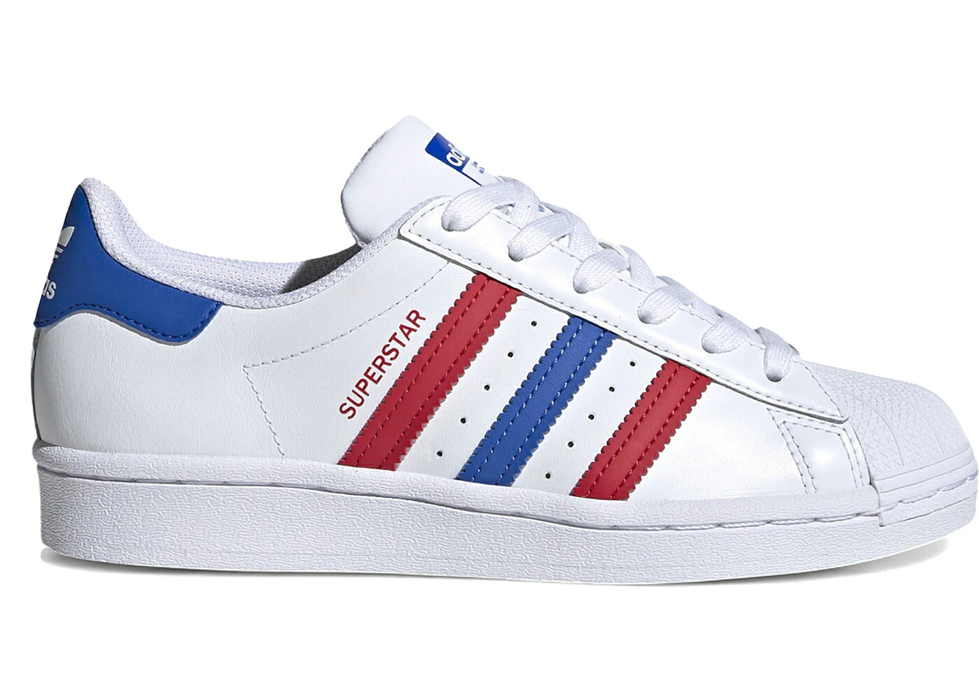 アディダス スーパースター 白色 ホワイト 青色 ブルー ジュニア キッズ ADIDAS SUPERSTAR WHITE BLUE SCARLET (GS) / FOOTWEAR WHITE BLUE SCARLET ベビー マタニティ スニーカー