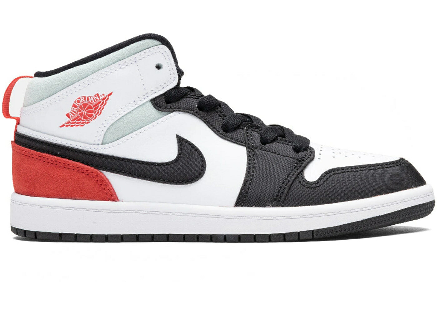 ナイキ ジョーダン ミッド 白色 ホワイト 黒色 ブラック 赤 レッド トラック ジュニア キッズ JORDAN 1 MID SE WHITE BLACK RED SPRUCE (PS) / WHITE TRACK RED BLACK IGLOO ベビー マタニティ スニーカー