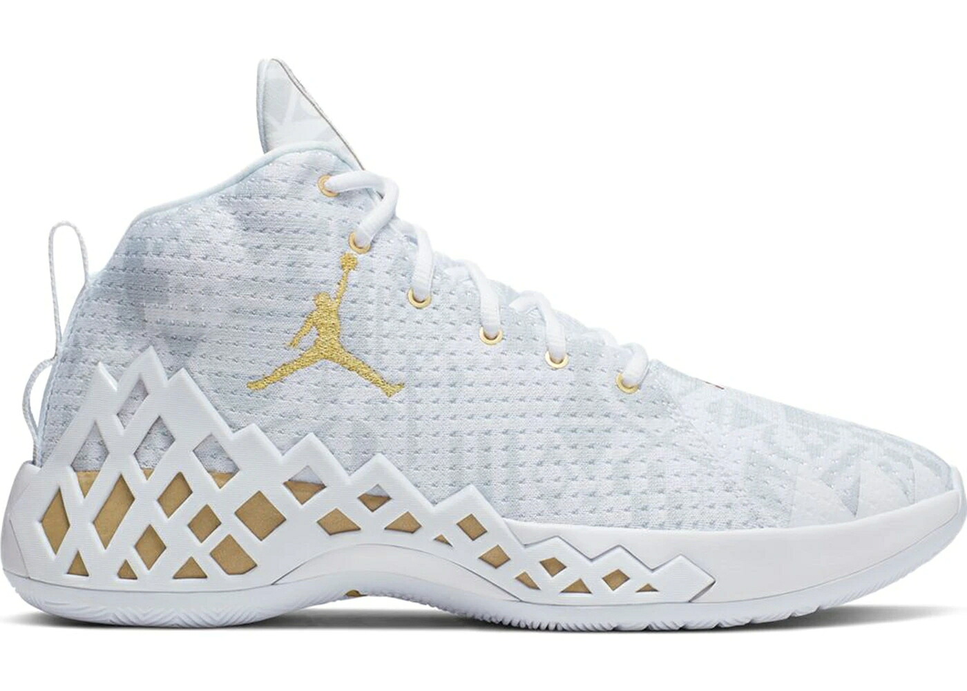 ナイキ ジョーダン 飛び降りるマン 金剛石 ミッド 白いこと 白いこと ゴールド スニーカー メンズ JORDAN JUMPMAN DIAMOND MID FIBA (2019) / WHITE METALLIC GOLD