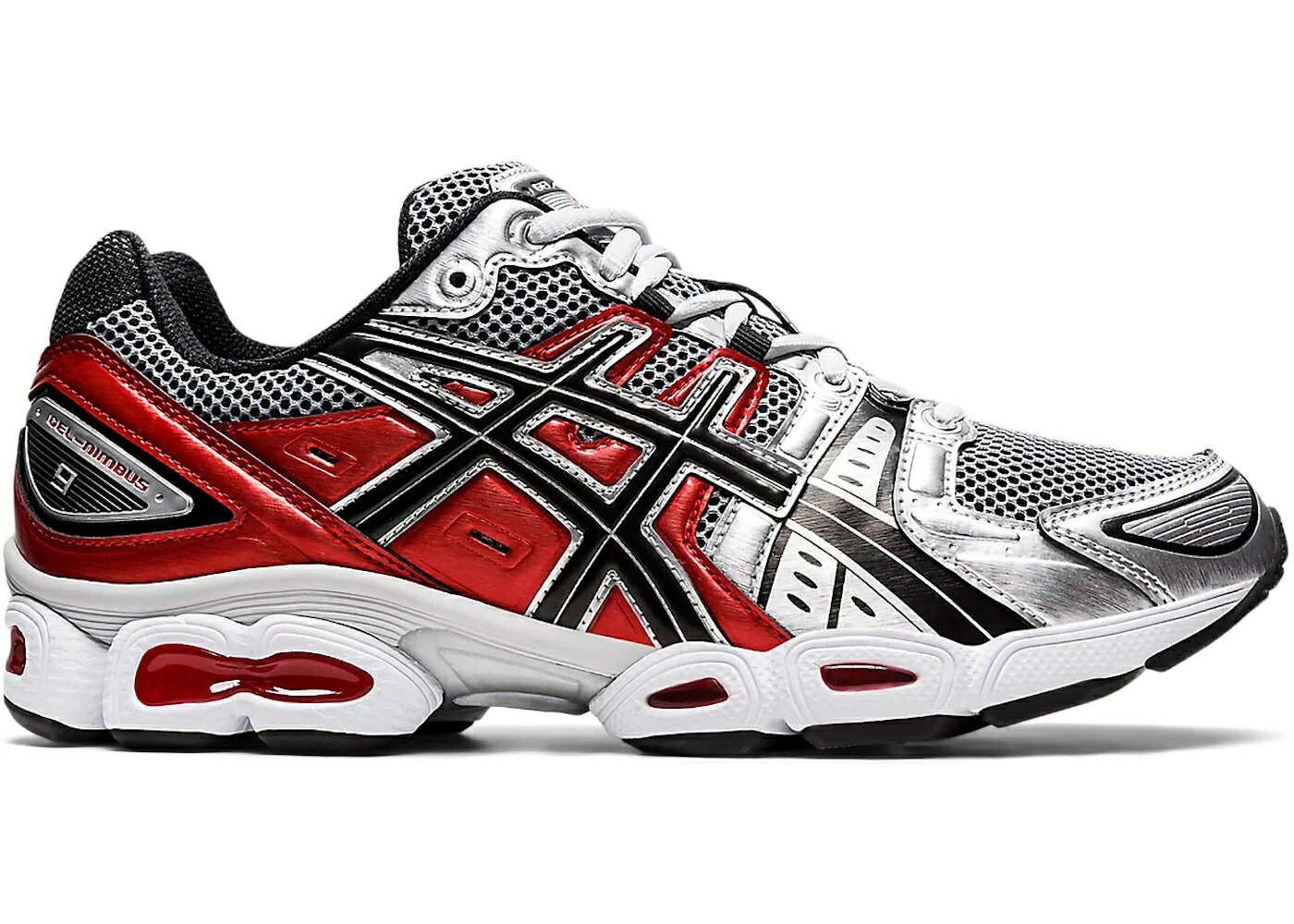 アシックス 純然たる しろがね色 しろがね色 古典派音楽 赤 赤いこと スニーカー メンズ ASICS GEL-NIMBUS 9 PURE SILVER CLASSIC RED / PURE SILVER CLASSIC RED スニーカー-メンズ靴-靴
