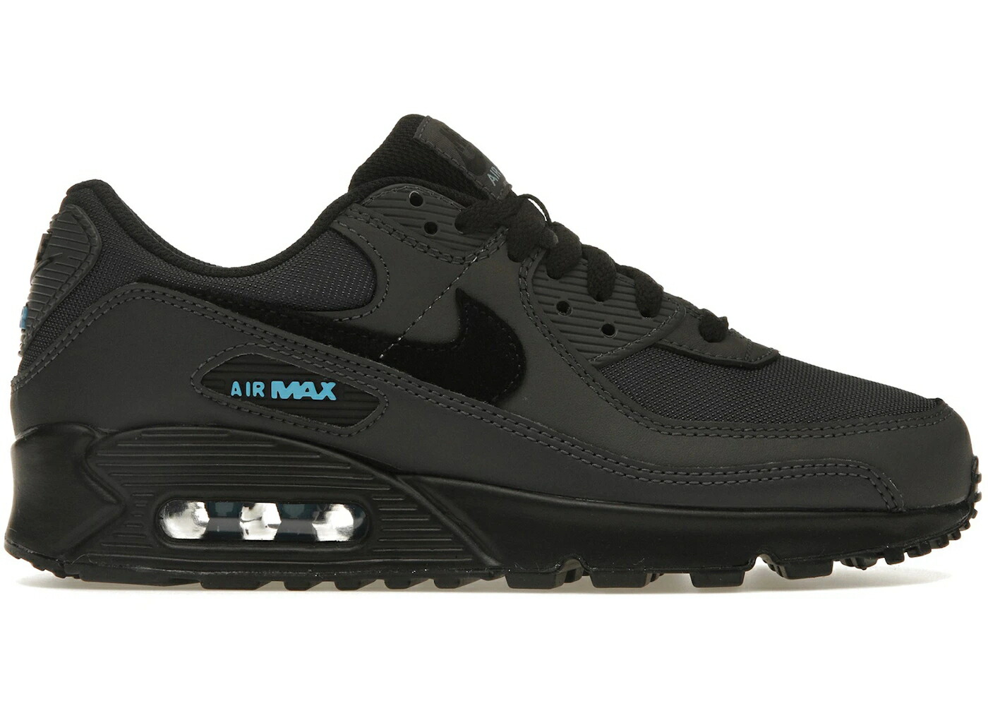 ナイキ マックス 灰色 グレー レーザー 青色 ブルー 黒色 ブラック エアマックス スニーカー メンズ NIKE AIR MAX 90 DARK SMOKE GREY LASER BLUE / DARK SMOKE GREY BLACK LASER BLUE
