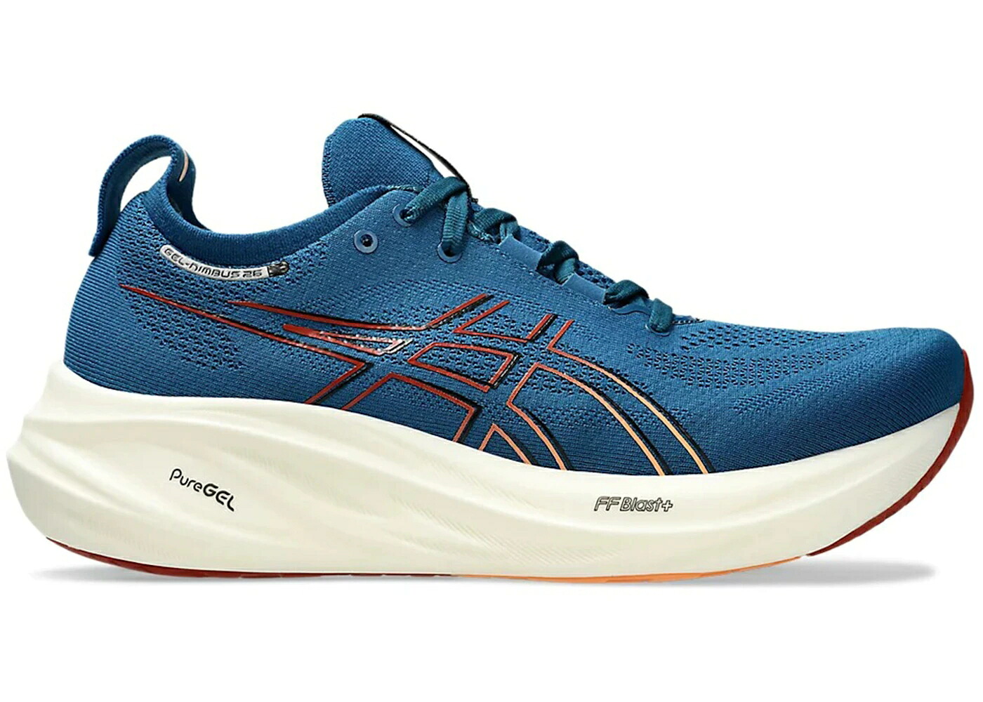 アシックス 紺色 米国海軍 橙 オレンジ色 スニーカー メンズ ASICS GEL-NIMBUS 26 RICH NAVY FADED ORANGE / RICH NAVY FADED ORANGE