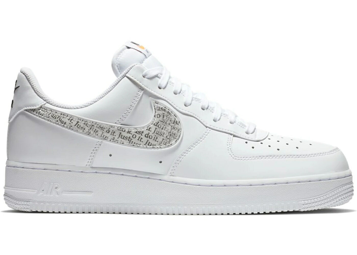 ナイキ 白色 ホワイト 黒色 ブラック 橙 オレンジ エアフォース スニーカー メンズ NIKE AIR FORCE 1 LOW JUST DO IT PACK WHITE CLEAR / WHITE WHITE BLACK TOTAL ORANGE