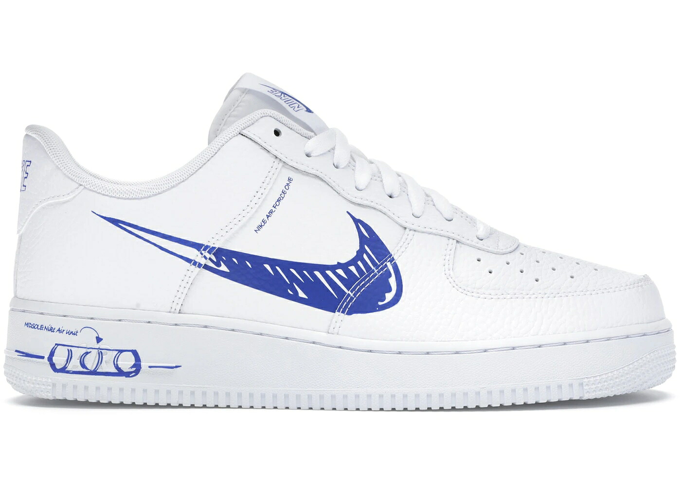 ナイキ 白いこと 白いこと 取り組み 空軍 取り組みロイヤル 青 青色 スニーカー メンズ NIKE AIR FORCE 1 LOW SKETCH WHITE ROYAL / WHITE GAME ROYAL WHITE