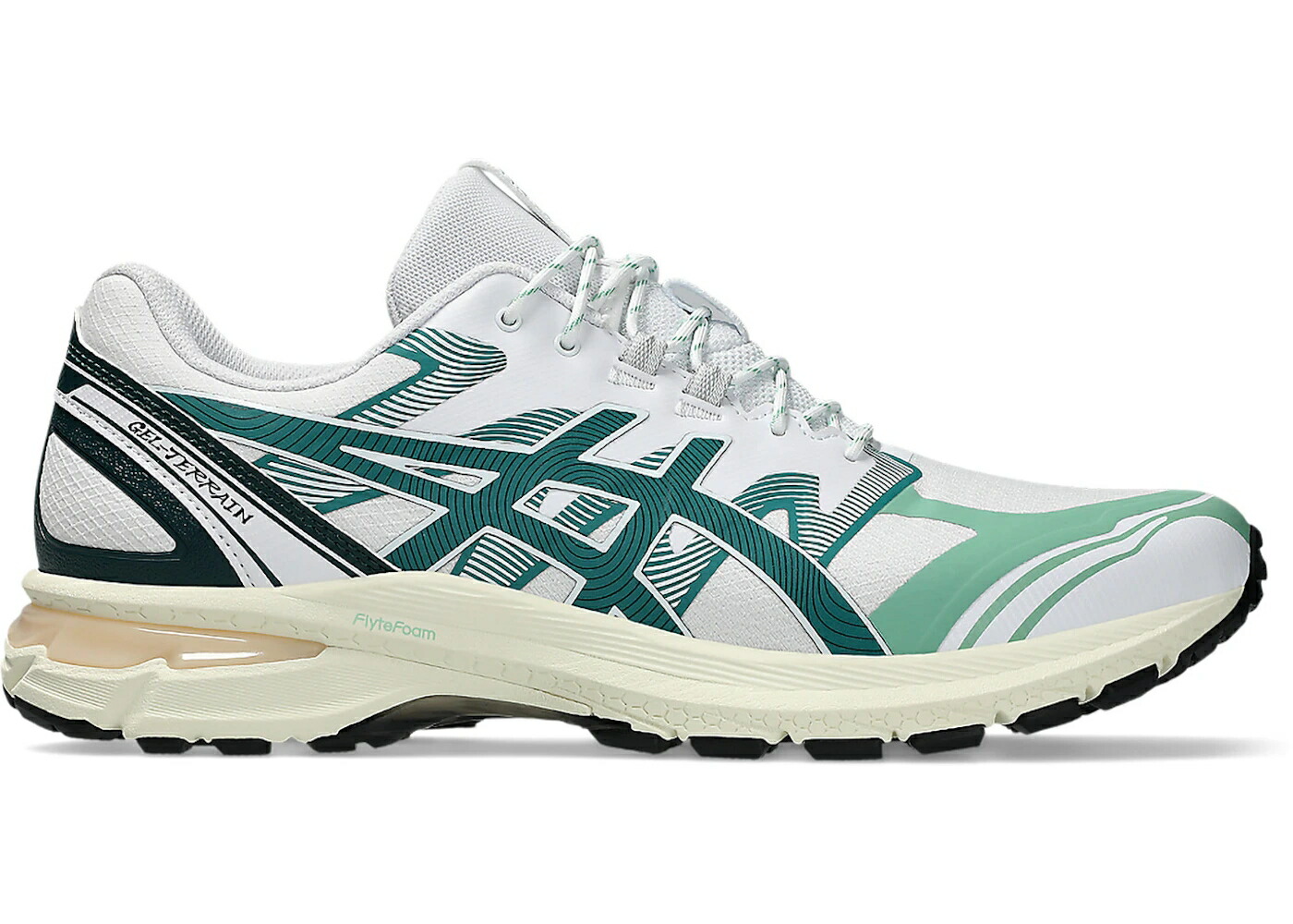 アシックス 白色 ホワイト スニーカー メンズ ASICS GEL-TERRAIN WHITE RAINY LAKE / WHITE RAINY LAKE