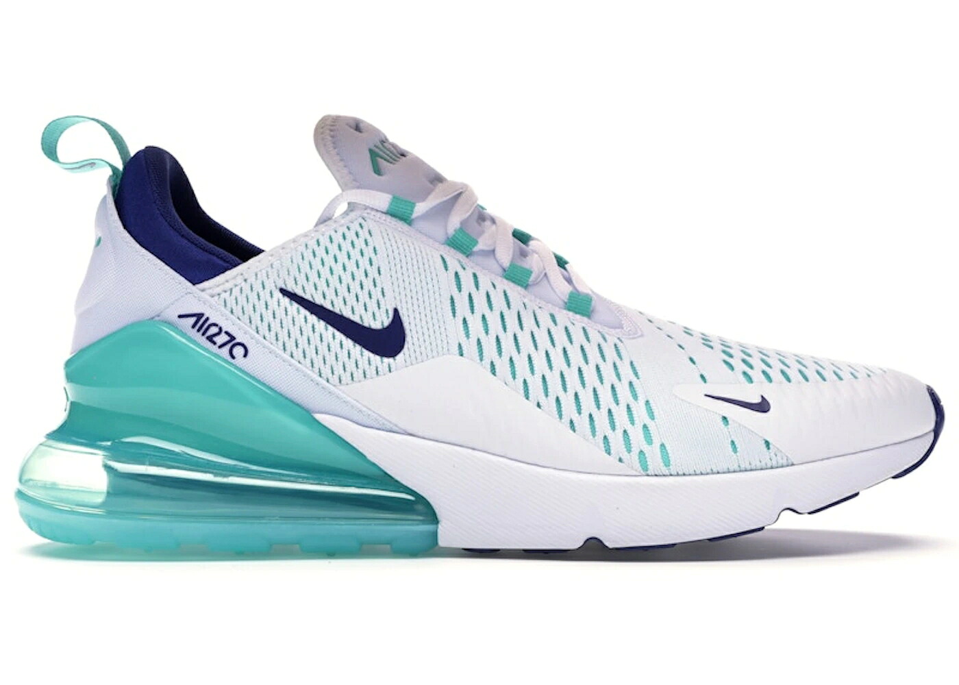 ナイキ マックス 白色 ホワイト 翡翠 ジェード ディープ 青色 ブルー エアマックス スニーカー メンズ NIKE AIR MAX 270 WHITE HYPER JADE DEEP ROYAL BLUE / WHITE HYPER JADE DEEP ROYAL BLUE