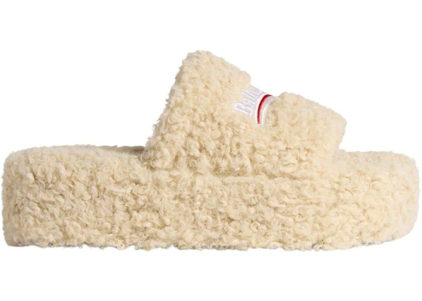 バレンシアガ ベージュ 白色 ホワイト 赤 レッド スニーカー レディース BALENCIAGA FURRY PLATFORM SANDAL BEIGE WHITE RED / BEIGE WHITE RED