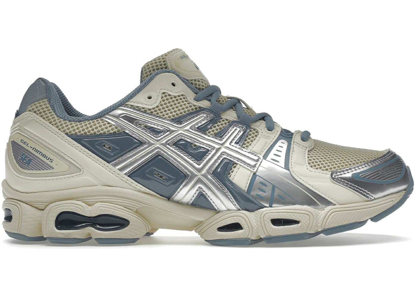 アシックス クリーム 青色 ブルー ピュア 銀色 シルバー スニーカー メンズ ASICS GEL-NIMBUS 9 WIND AND SEA CREAM BLUE / CREAM PURE SILVER BLUE|スニケス