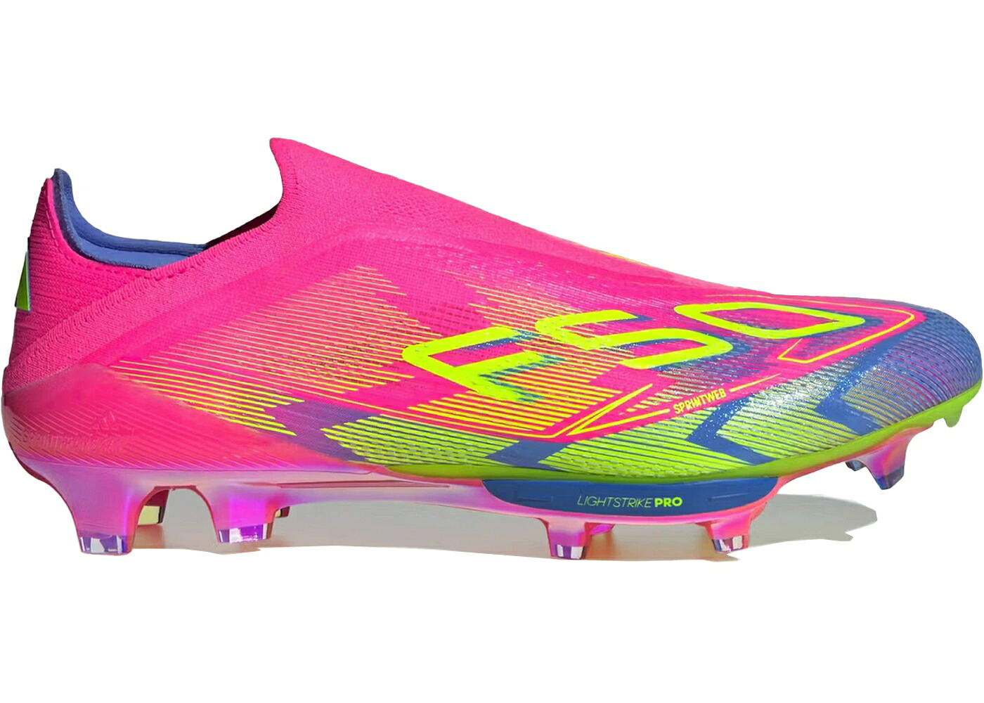 アディダス エリート ビクトリー ピンク 青色 ブルー F50+ スニーカー メンズ ADIDAS ELITE LACELESS FG MYSTIC VICTORY PACK / LUCID PINK LUCID LEMON BLUE|スニケス