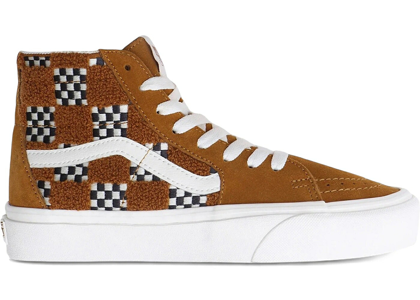 ヴァンズ バンズ 滑る御機嫌 赤銅色 赤銅色 スニーカー メンズ VANS SK8-HI TAPERED TUFTED CHECK GOLDEN BROWN / GOLDEN BROWN