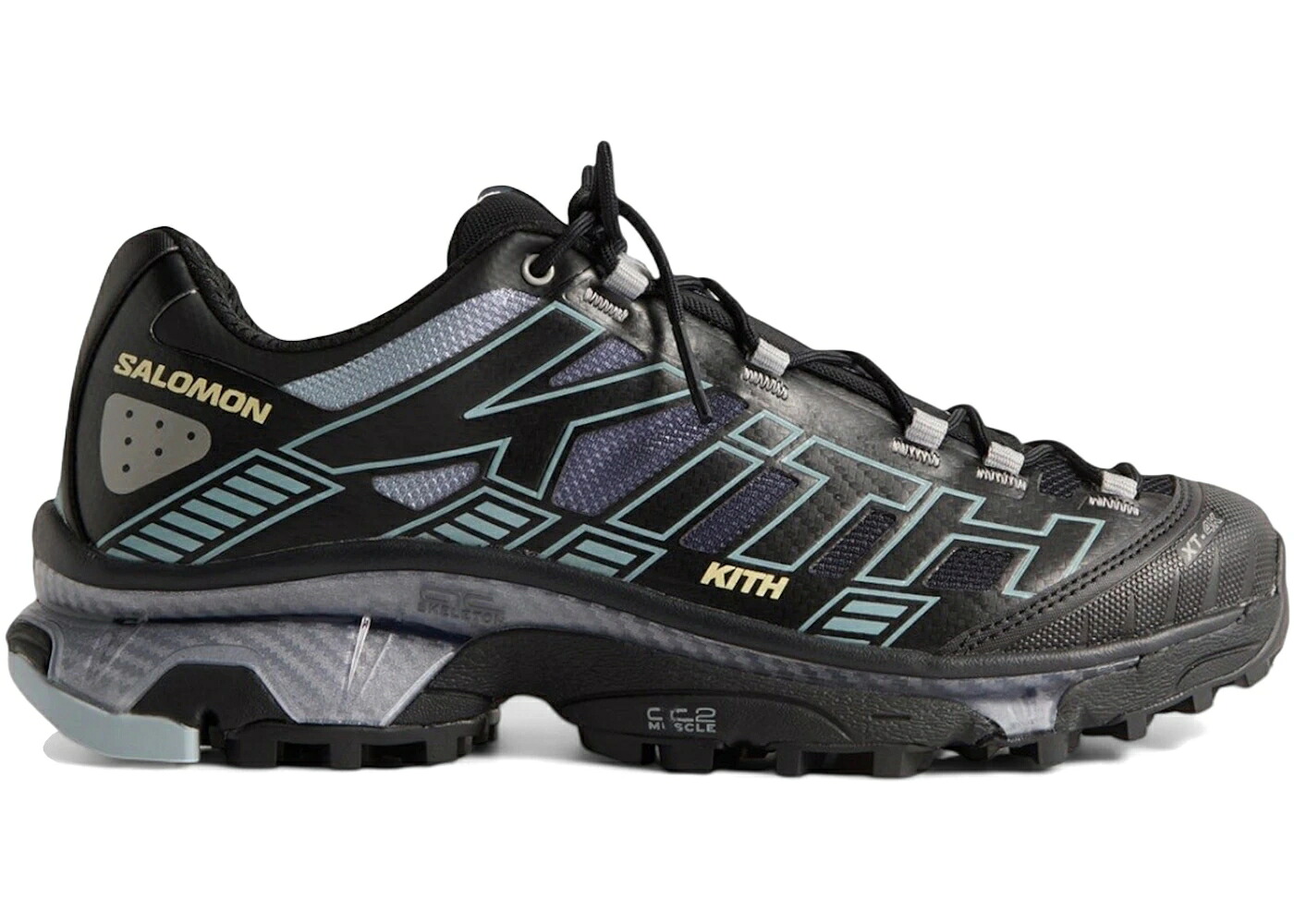 サロモン 黒色 ブラック 青色 ブルー スニーカー メンズ SALOMON XT-4K KITH BLACK ALLOY / BLACK ALLOY BLUE FOG