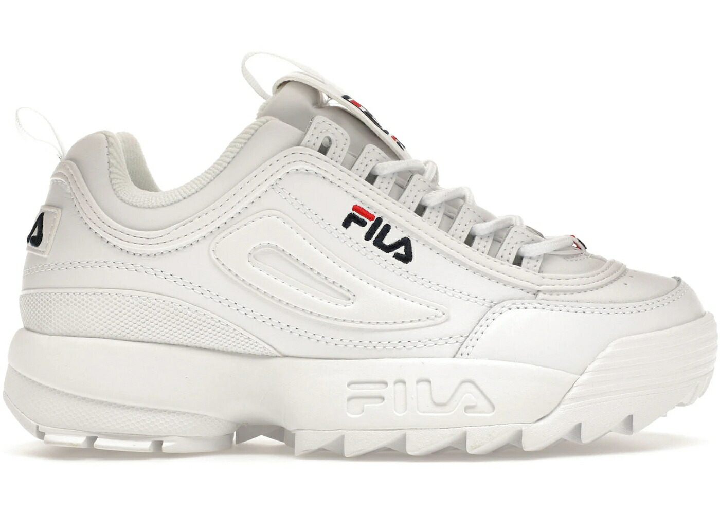 フィラ 白色 ホワイト 紺色 ネイビー 赤 レッド スニーカー メンズ FILA DISRUPTOR 2 WHITE NAVY RED / WHITE FILA NAVY FILA RED｜スニケス