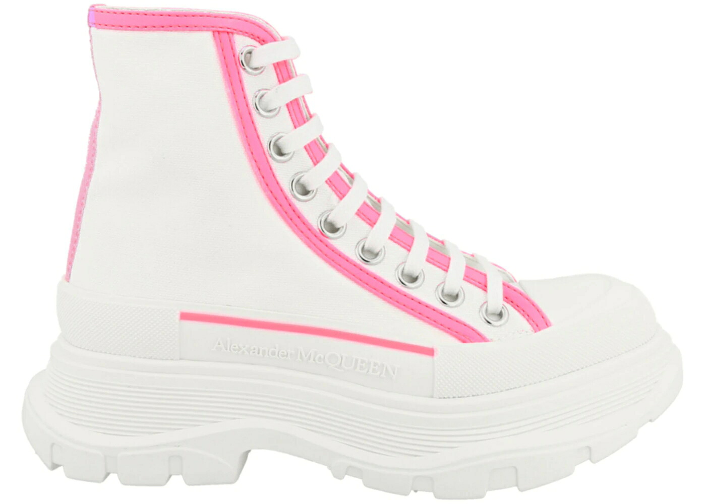 アレキサンダーマックイーン ブーツ 白色 ホワイト ピンク WOMEN'S スニーカー レディース ALEXANDER MCQUEEN ALEXANDER MCQUEEN TREAD SLICK LACE-UP BOOTS WHITE FLUO PINK (WOMEN'S) /｜スニケス