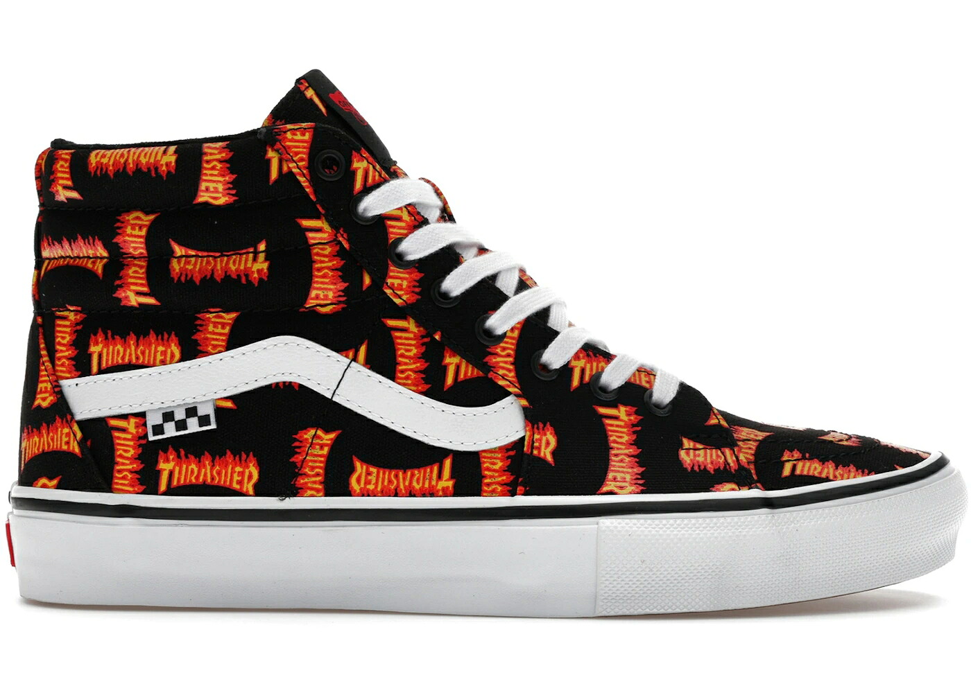 ヴァンズ バンズ 滑るご機嫌 スラッシャー ロゴタイプ 黒いこと 黒いこと スニーカー メンズ VANS SK8-HI THRASHER ALLOVER LOGO BLACK / BLACK MULTI スニーカー-メンズ靴
