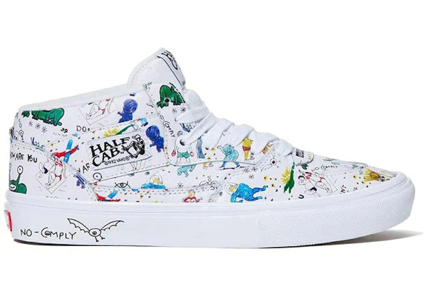ヴァンズ バンズ ハーフ 白色 ホワイト ハーフキャブ スニーカー メンズ VANS HALF CAB NO COMPLY X DANIEL JOHNSTON / WHITE MULTICOLOR