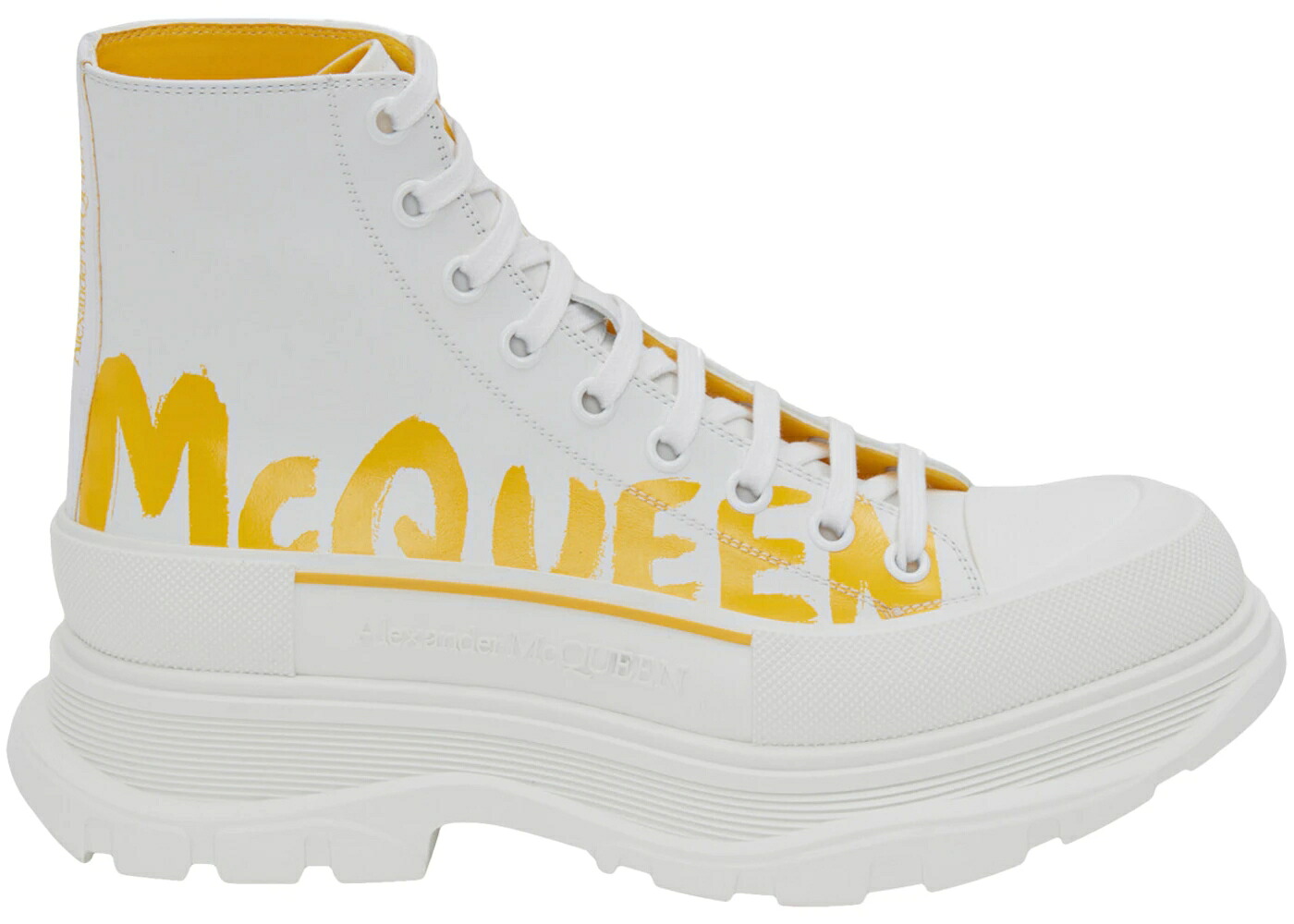 アレキサンダーマックイーン ブーツ 白いこと 白いこと 黄味がかった 黄色 スニーカー メンズ ALEXANDER MCQUEEN ALEXANDER MCQUEEN TREAD SLICK BOOT GRAFFITI WHITE YELLOW POP / WHITE YELLOW POP