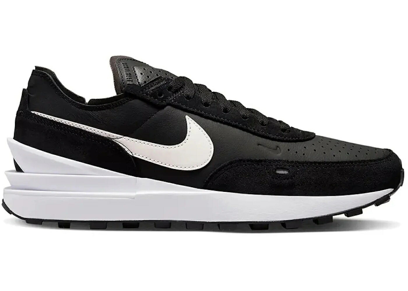 ナイキ ワーヘル なめし革 黒いこと 黒いこと 白いこと 白いこと スニーカー メンズ NIKE WAFFLE ONE LEATHER BLACK WHITE / BLACK BLACK WHITE WHITE