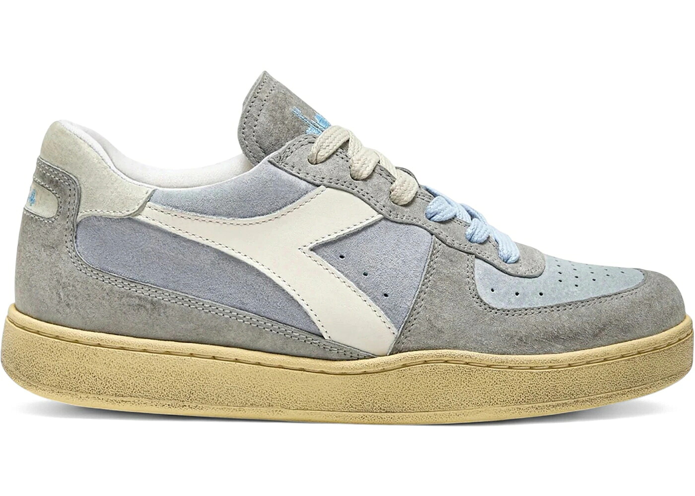 ディアドラ スエード スウェード 灰色 グレー グレイ 青色 ブルー 白色 ホワイト スニーカー メンズ DIADORA MI BASKET SUEDE LOW GRAY BLUE WHITE / GRAY BLUE WHITE