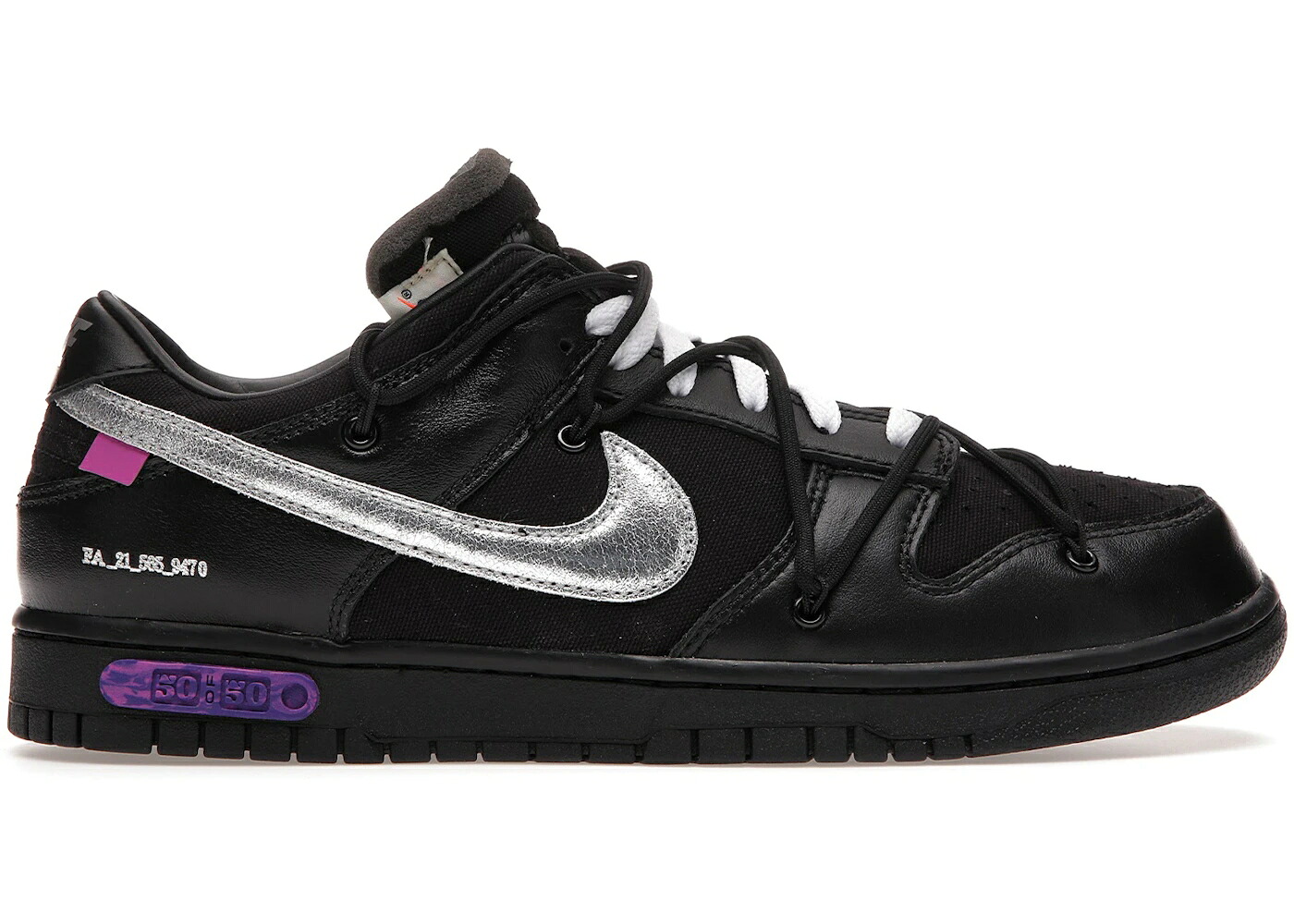 ナイキ ダンク オフホワイト 黒色 ブラック 銀色 シルバー ダンクロー スニーカー メンズ NIKE DUNK LOW OFF-WHITE LOT 50 / BLACK METALLIC SILVER BLACK|スニケス