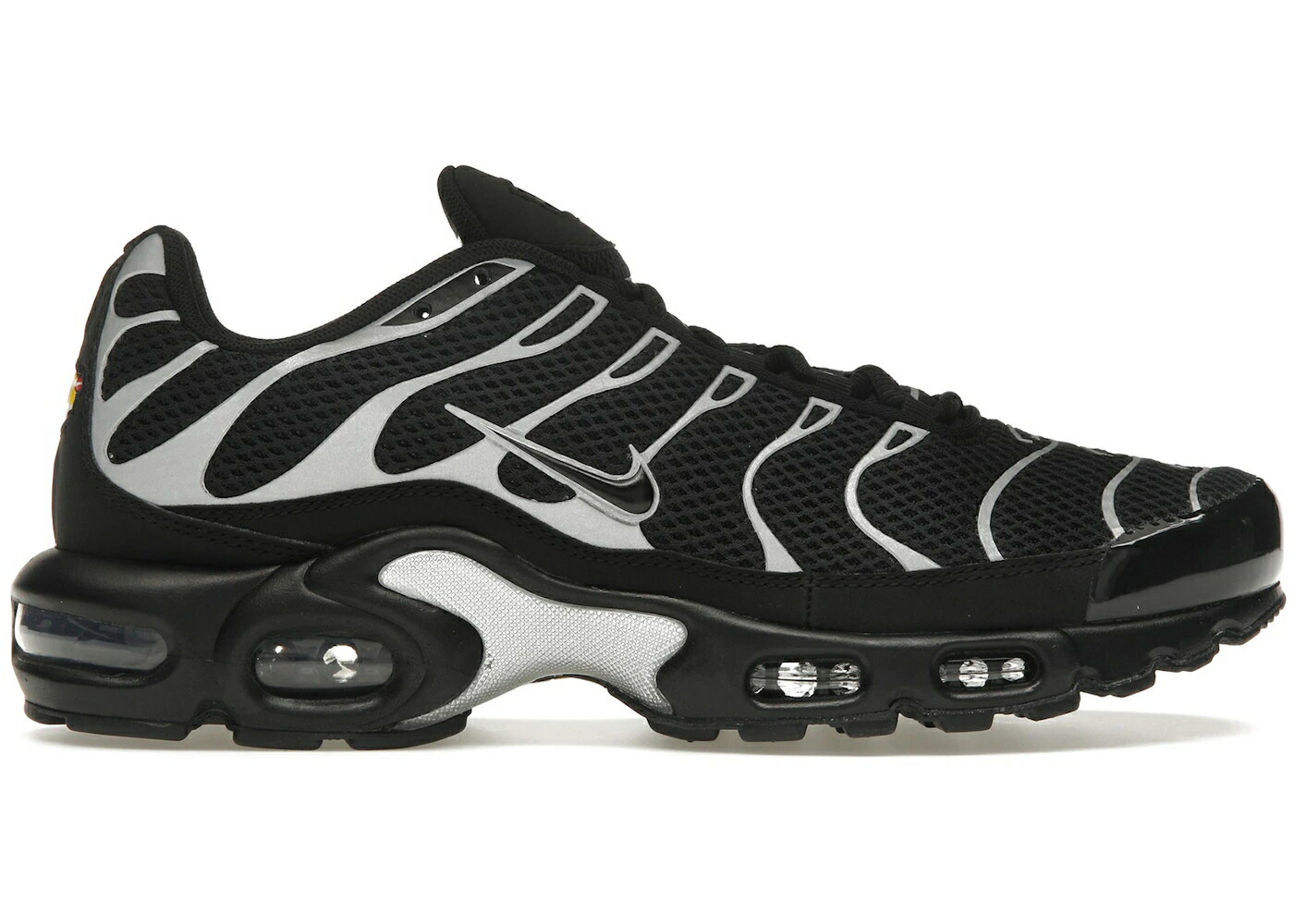 ナイキ マックス プレミアム 黒色 ブラック 銀色 シルバー エアマックスプラス スニーカー メンズ NIKE AIR MAX PLUS PREMIUM BLACK REFLECTIVE SILVER / BLACK METALLIC SILVER BLACK