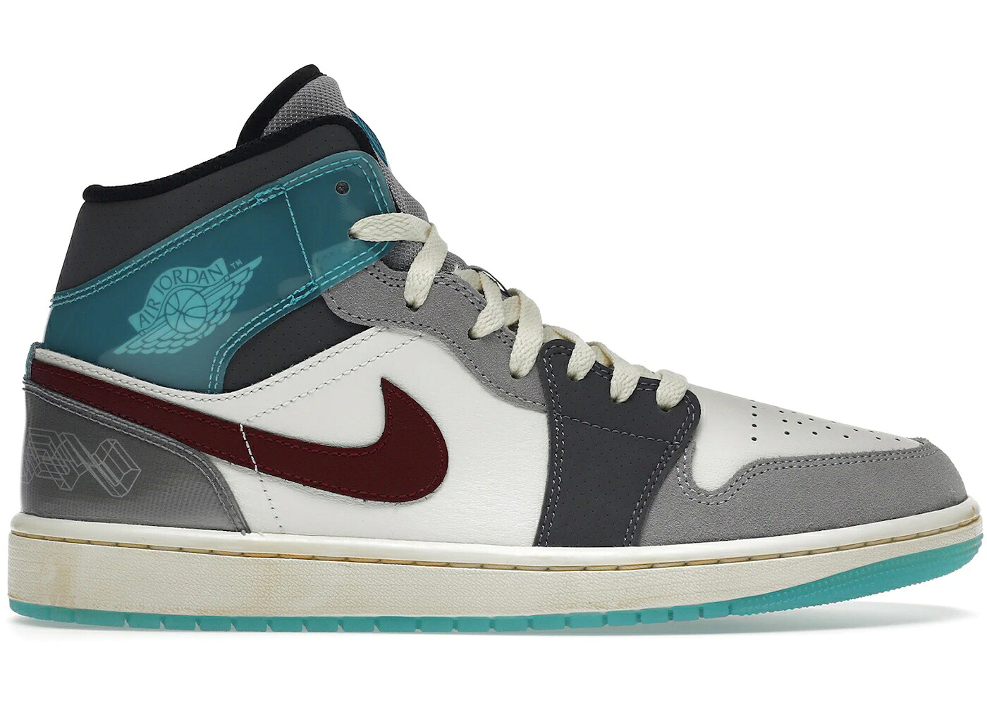 ナイキ ジョーダン ミッド 薄墨色 薄墨色 青味 青み 赤 赤いこと スニーカー メンズ JORDAN 1 MID SE EXPLORATION UNIT / SAIL GREY BLUE RED