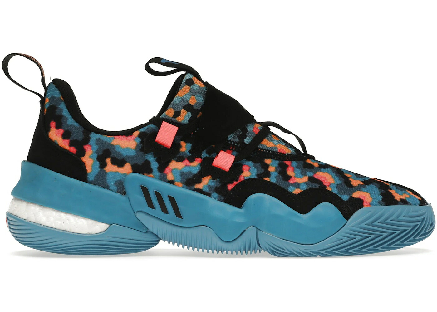 アディダス コア 黒色 ブラック 橙 オレンジ スカイ スニーカー メンズ ADIDAS TRAE YOUNG 1 PIXEL / CORE BLACK SIGNAL ORANGE SKY｜スニケス